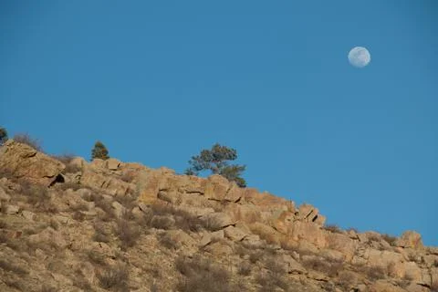 Cliff Day Moon Stock Photos