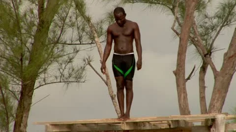 Cliff Diver Backward Flip Stock Footage 22159337