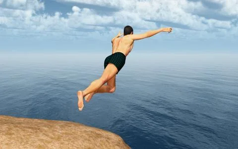 Cliff diver Stock Illustration