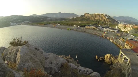 Cliff divers near beach Stock Footage 31032474