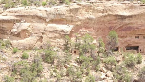 Cliff Dwelling Across Canyon Stock Footage 79549662