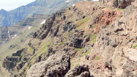 Cliff edge pan Summit Steens Mountain Near Malhuer Wildlife Refuge 32 Stock Footage 81605215