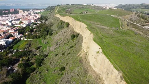 Cliff Fly Over in Costa da Caparica, Portugal Stock Footage 145359885