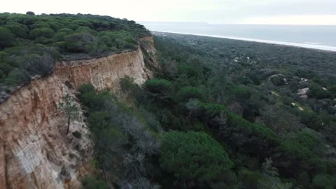 Cliff Fly Over in Costa da Caparica, Portugal Stock Footage 145938139