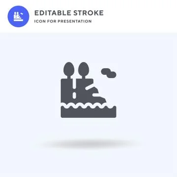 Cliff icon vector, filled flat sign, solid pictogram isolated on white, logo Illustrazione stock