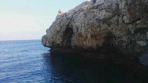 Cliff jumping in Cyprus Stock Footage 54160874