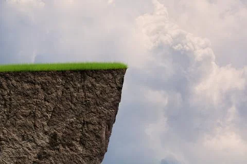 Cliff with mountain on clouds blue sky. Stock Photos