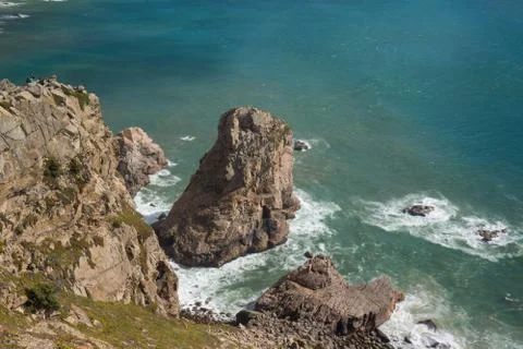 Cliff in the ocean of cabo de roca Stock Photos