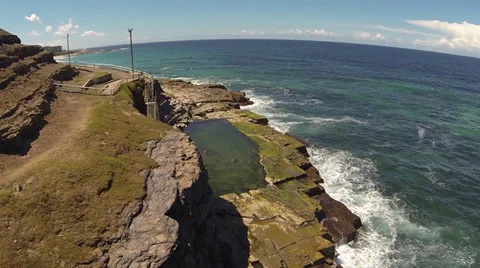 Cliff to Ocean Flight Stock Footage 36108195