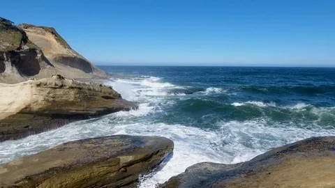 Cliff into ocean Stock Footage 81048445