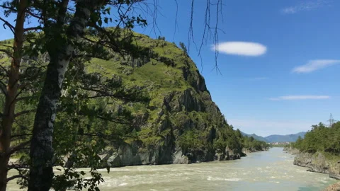 A cliff over a river Stock Footage 93027480