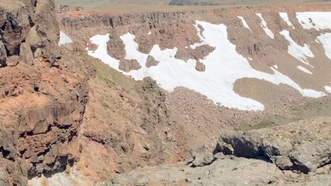 Cliff pan with snow Summit Steens Mountain Near Malhuer Wildlife Refuge 29 Stock Footage 81605243