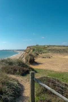 Cliff path with gate in Dorset Seaside Stock Photos