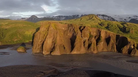 Cliff by river Video stock 53768783