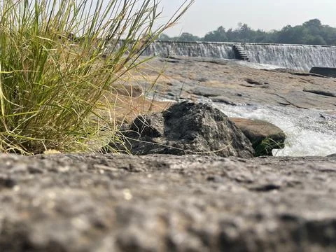 Cliff in the river Stock Photos