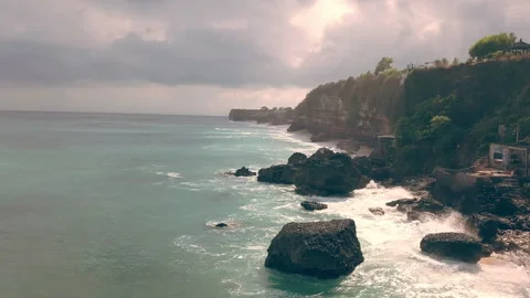 Cliff by the sea aerial Stock Footage 278768942