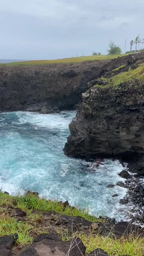 Cliff on the sea in Easter Island Video stock 342842248