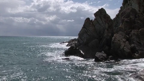 Cliff in the sea Stock Footage 75994210