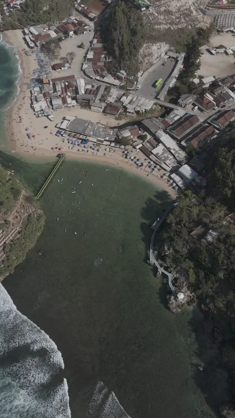 Cliff sea view from drone DJI MINI 4 PRO on yogyakarta beach Stock Footage 285439713