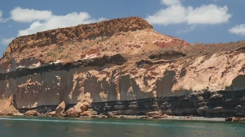 Cliff showing different rock materials in the Espiritu Santo Island, La Stock Footage 109095083