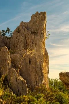Cliff in soft sunset light Stock Photos