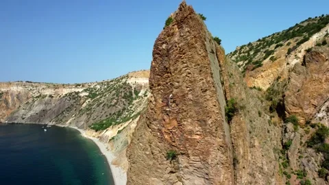 Cliff top with sea view Stock Footage 160076370