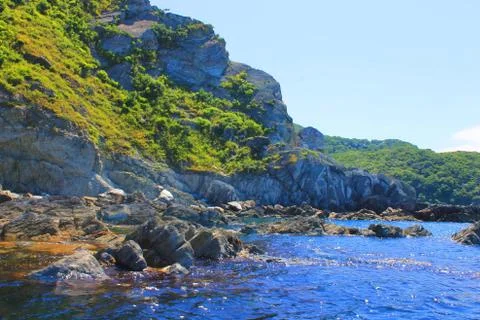 Cliff with vegetation Stock Photos