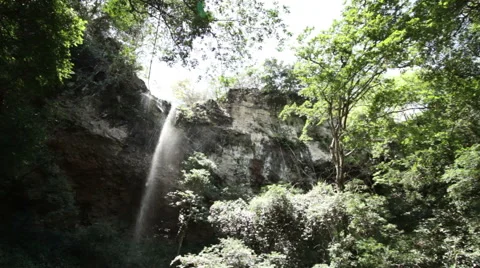 Cliff Waterfall panorama Stock Footage 52513143