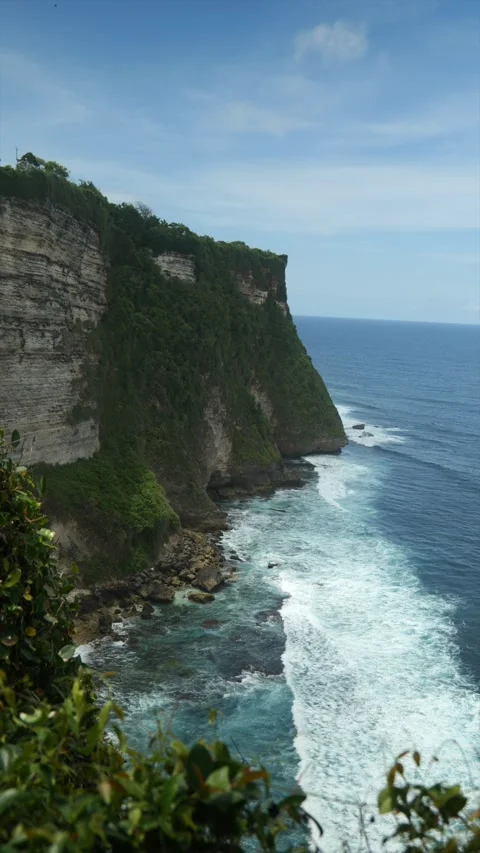 CLIFF WITH WAVES BREAKING BELOW (TALL) Видео 221299552