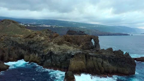 Cliff with waves in tenerife Stock Footage 138587024