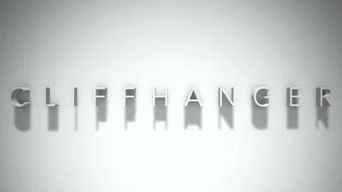 Cliffhanger 3D title animation with shadows on a white background Stock Footage 296664670