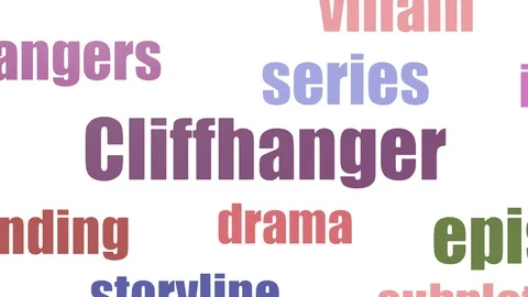 Cliffhanger Tagcloud Animated Isolated On White Vídeo Stock 107228332