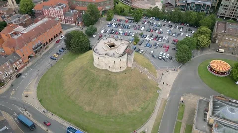 Clifford's Tower in York by drone Stock Footage 246380342
