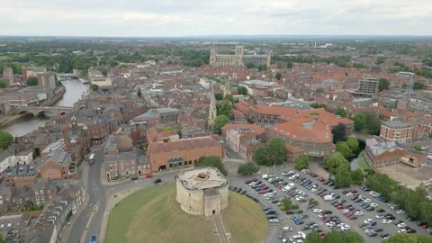 Clifford's Tower in York by drone Stock Footage 246380504