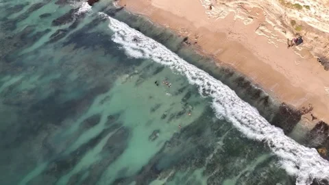 Cliffs Above Thomas Beach Aerial, Bali Indonesia Video stock 293057666