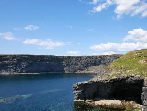 Cliffs and the Atlantic ocean background, rocks and laguna, beauty in natur.. Stock Photos