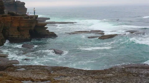 Cliffs and Atlantic ocean in Peniche. Portugal Stock Footage 122312111