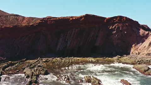 Cliffs and beach of Praia Do Telheiro, Algarve, Portugal. Drone view. Stock Footage 262100435