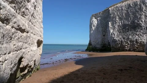 Cliffs and beach view at Broadstairs, Kent Stock Footage 201796844