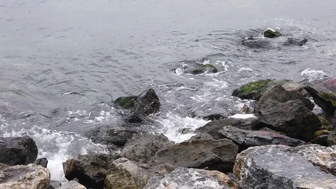 Cliffs and coastal waves at the sea side. Stock Footage 127239410