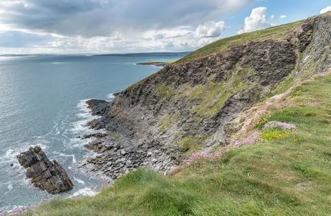 The Cliffs and coastline of Old Head in County Cork, Ireland Stock Photos