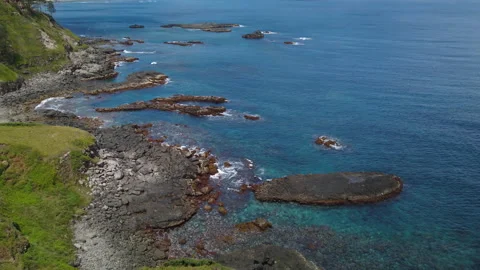 Cliffs and colourful scenery at Point Ross, Kingston, Norfolk Island Stock Footage 149010698
