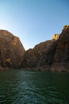 Cliffs and the Euphrates river in Dark Canyon aka Karanlik Kanyon in Erzincan Stock Photos