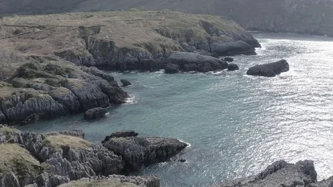 Cliffs and reefs of the coast in Sonabia #034, Spain, Cantabrian sea Stock Footage 106771246