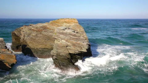 Cliffs and sea in Ribadeo, Spain Stock Footage 56347784