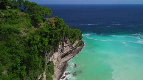 Cliffs and trees Sawangan beach Stock Footage 292369017