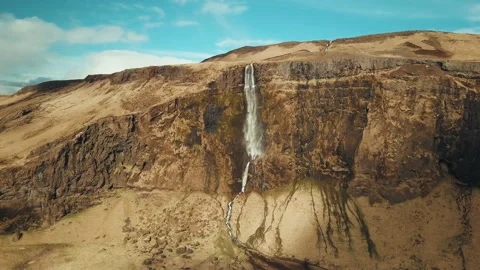 Cliffs and waterfall in Iceland Stock Footage 154854668