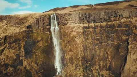 Cliffs and waterfall in Iceland Video stock 154857492
