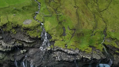 Cliffs and waterfall at Kalsoy island, Faroe island Stock Footage 293190478