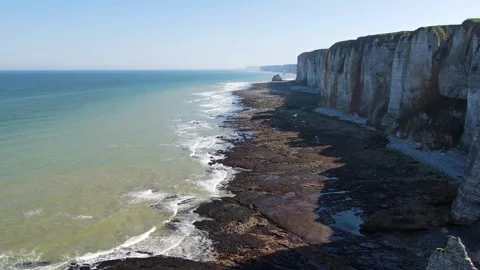 Cliffs and Waters of Etretat Stock Footage 306575553